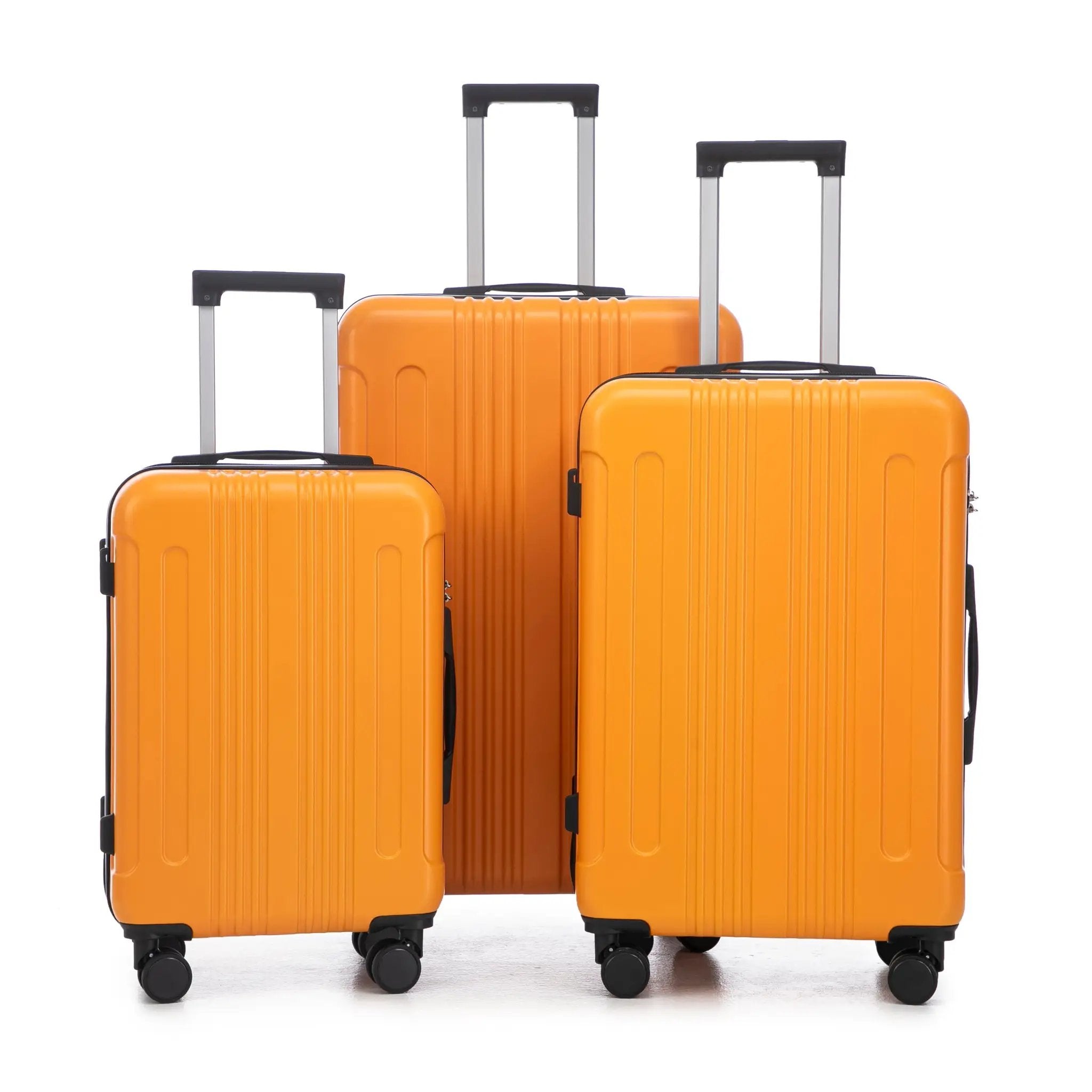 3-Piece ABS Spinner Wheel Luggage Set in Black and Orange by HouseOfZazla