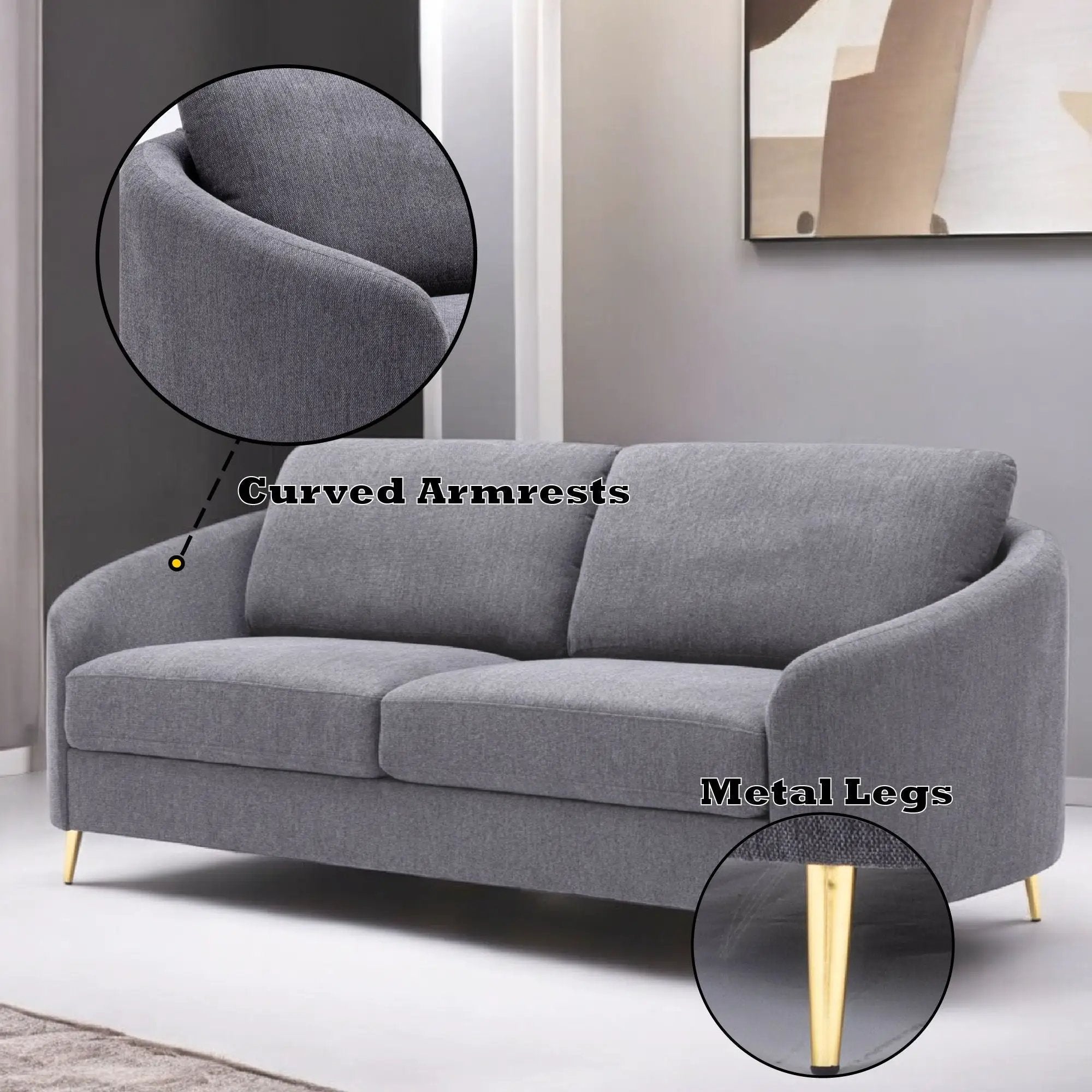 Sofa - Gray - Linen by Unique Piece Furniture