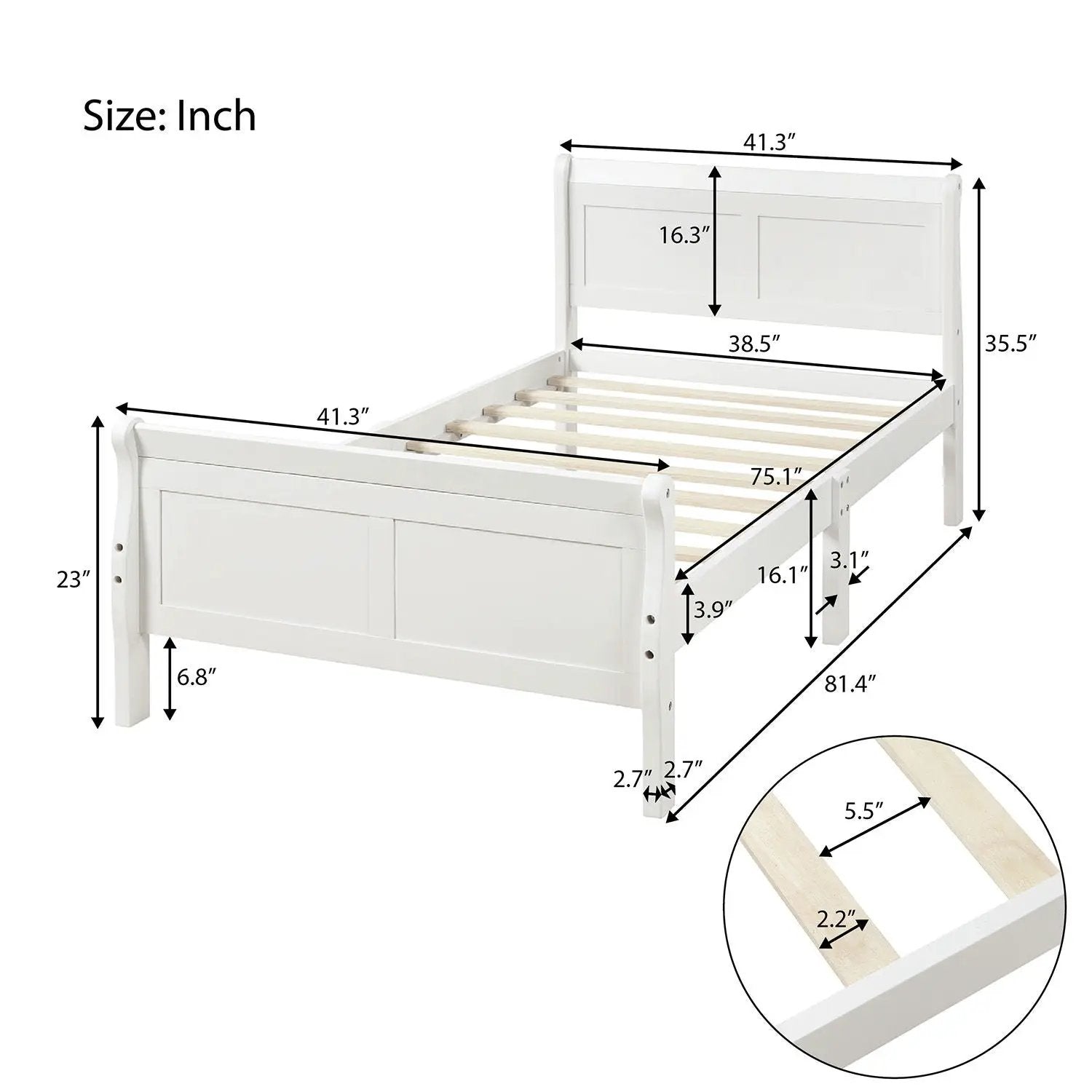 Platform Bed Frame Mattress Foundation Sleigh Bed With Headboard / Footboard / Wood Slat Suppor by HouseOfZazla