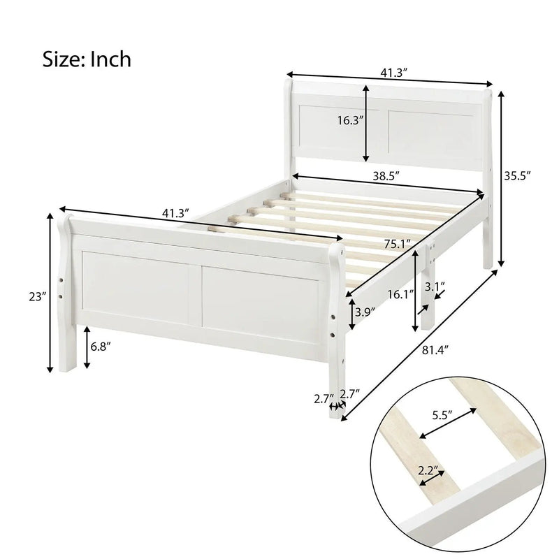 Platform Bed Frame Mattress Foundation Sleigh Bed With Headboard / Footboard / Wood Slat Suppor by HouseOfZazla