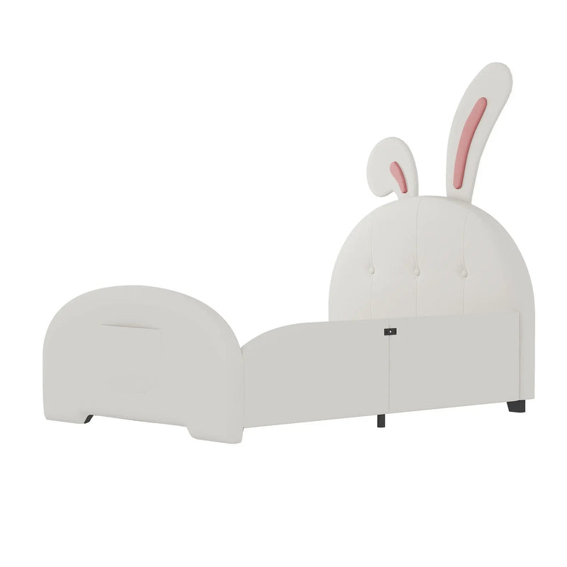Upholstered Rabbit-Shape Princess Bed With Headboard And Footboard by HouseOfZazla