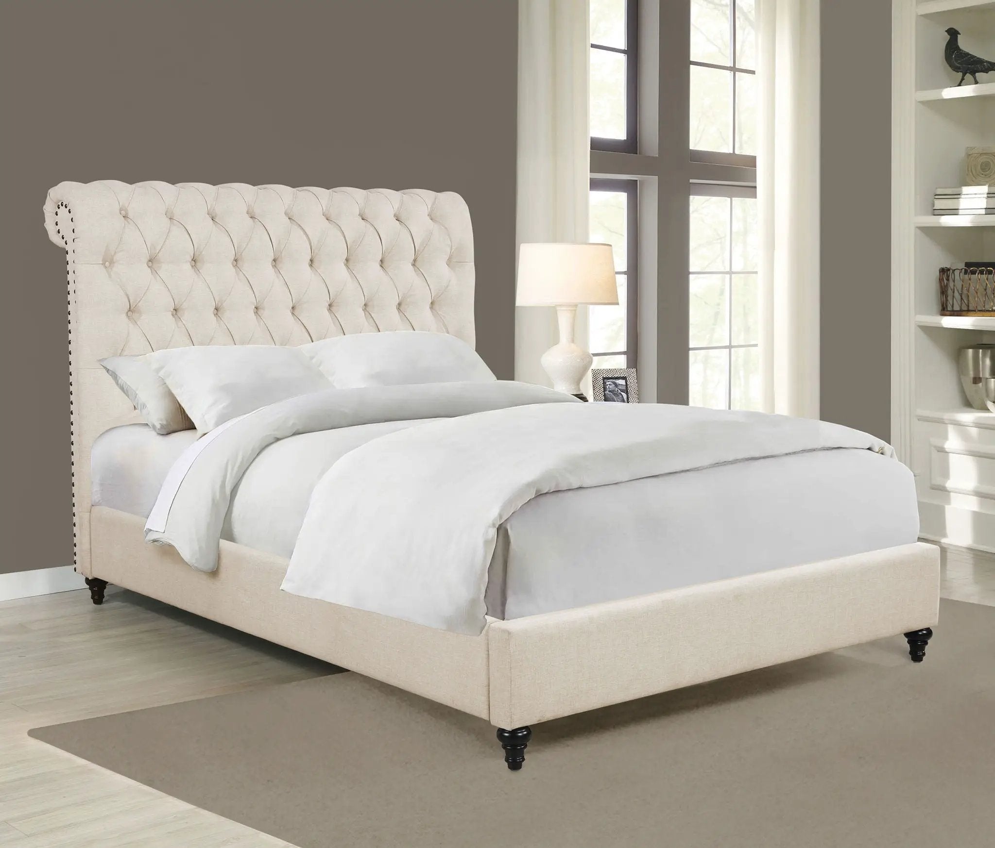 Devon 57-inch Upholstered Full Panel Bed Beige by Unique Piece Furniture