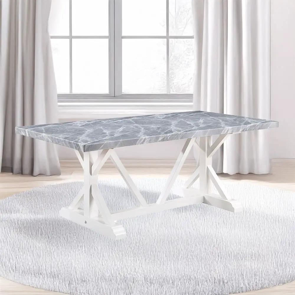 Hollyn - Dining Table With Engineered Stone Top - Engineered Stone & White by Unique Piece Furniture