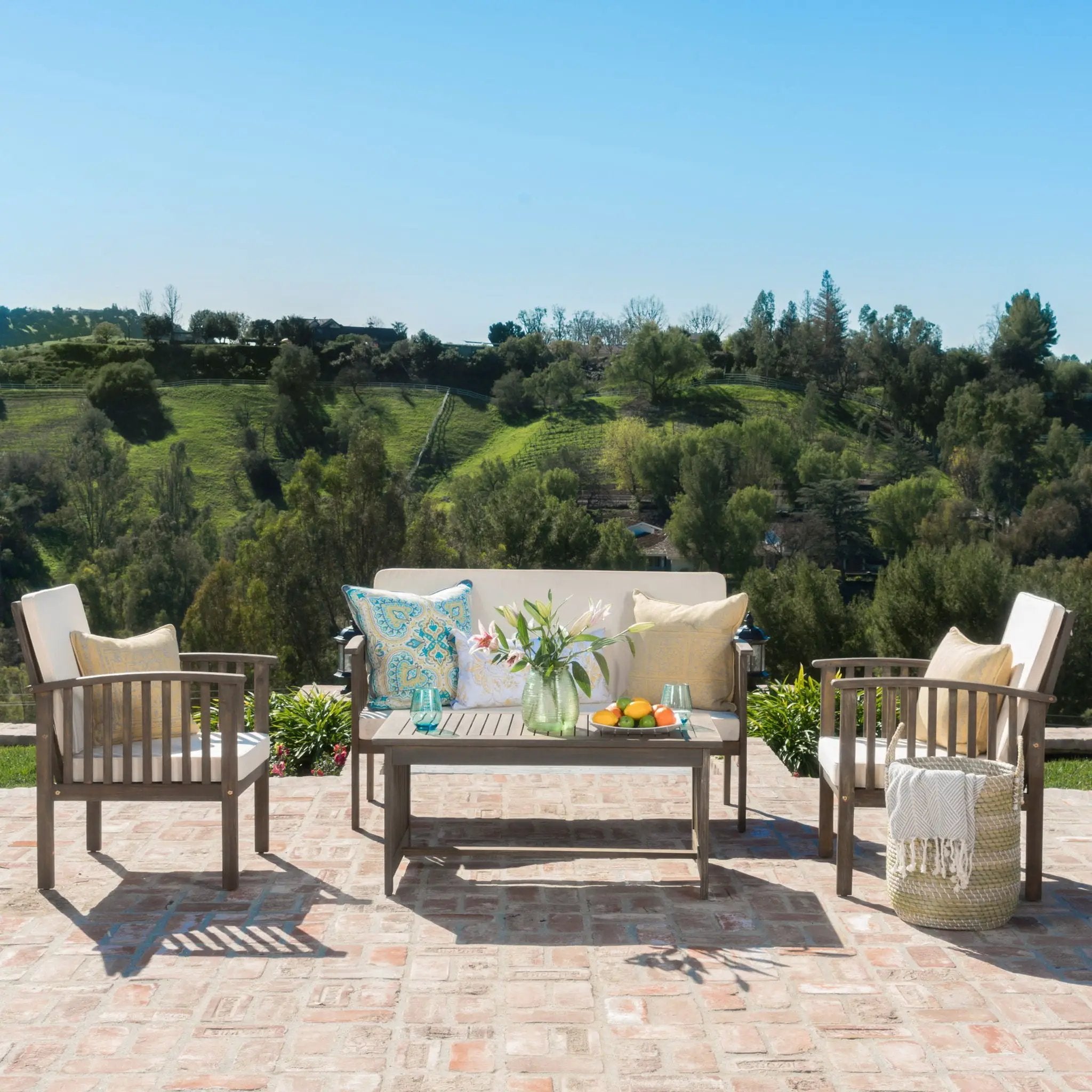 4 Piece Outdoor Chat Set With Water-Resistant Cushions by HouseOfZazla