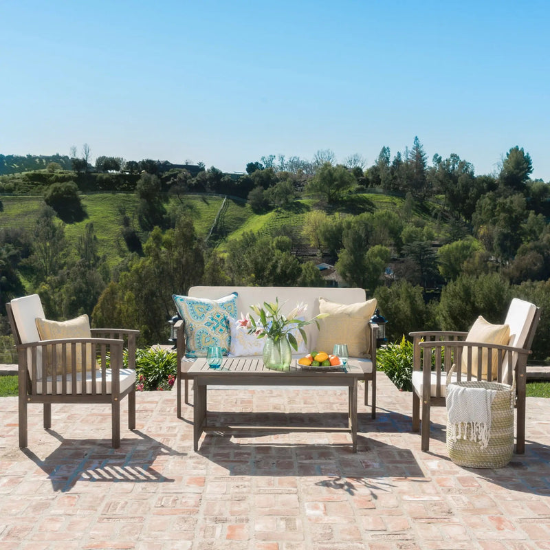 4 Piece Outdoor Chat Set With Water-Resistant Cushions by HouseOfZazla