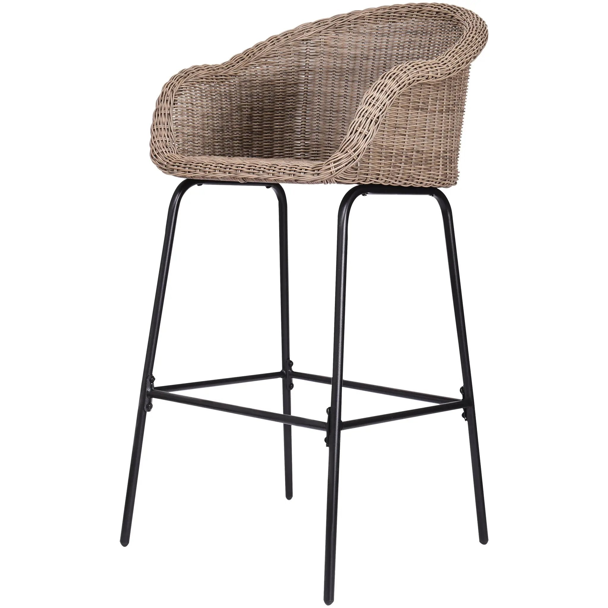 Ladd Outdoor Metal Wicker Barstool Set of 2 by HouseOfZazla