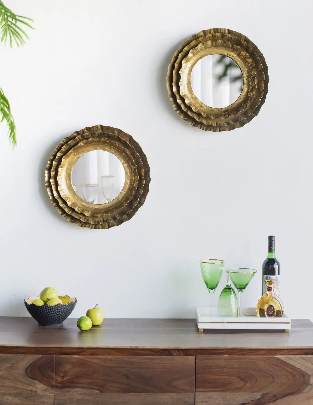 Round Wall Mirror With Metal Frame, Accent Mirror For Living Room - Gold by Unique Piece Furniture