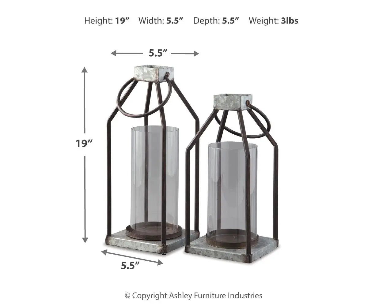 Diedrick - Lantern Set (Set of 2) - Gray / Black by Unique Piece Furniture