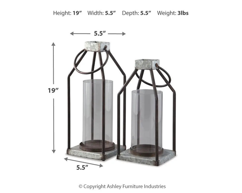 Diedrick - Lantern Set (Set of 2) - Gray / Black by Unique Piece Furniture
