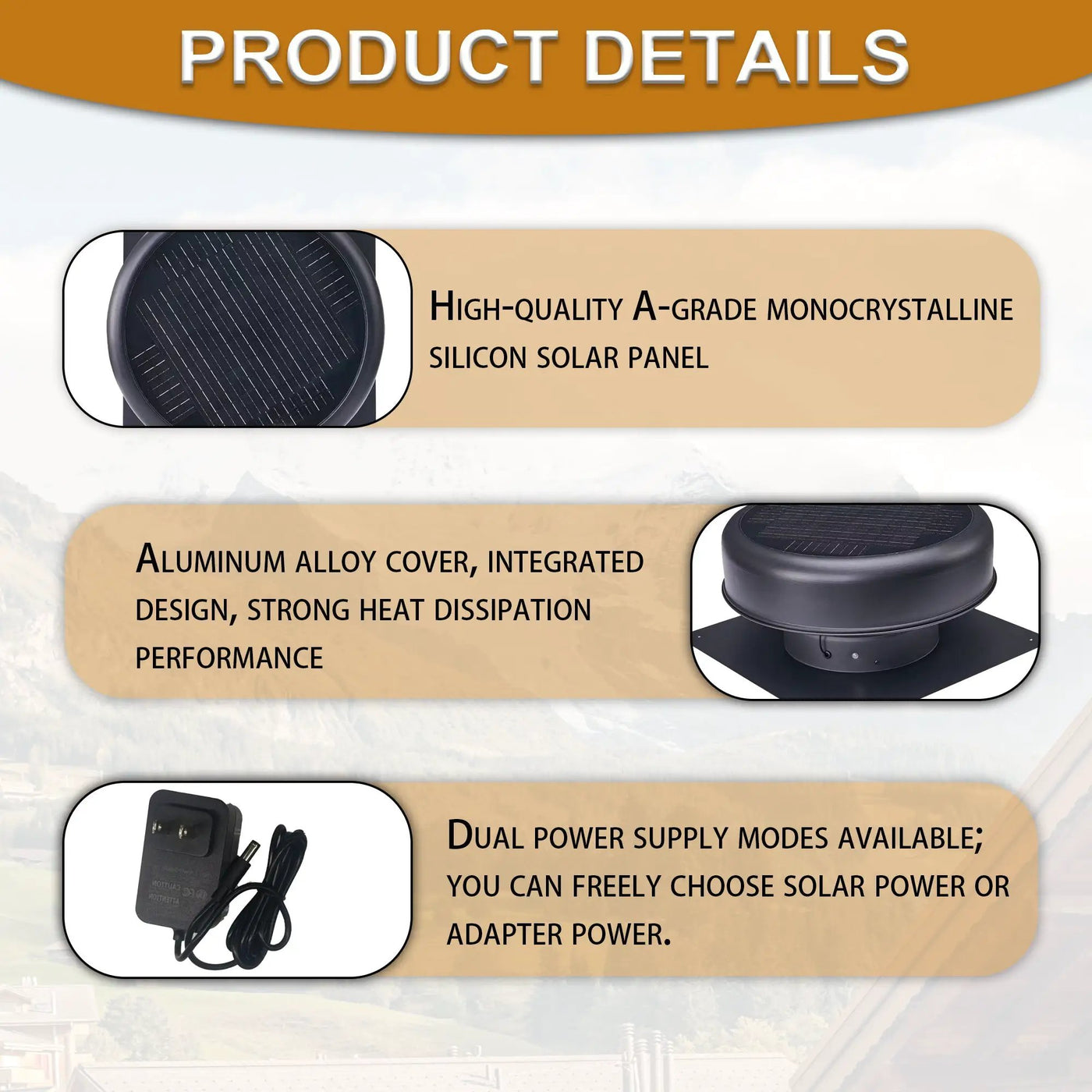 12" Flush Mount Round Solar Roof Vent Fan, 30W Dual Power by HouseOfZazla