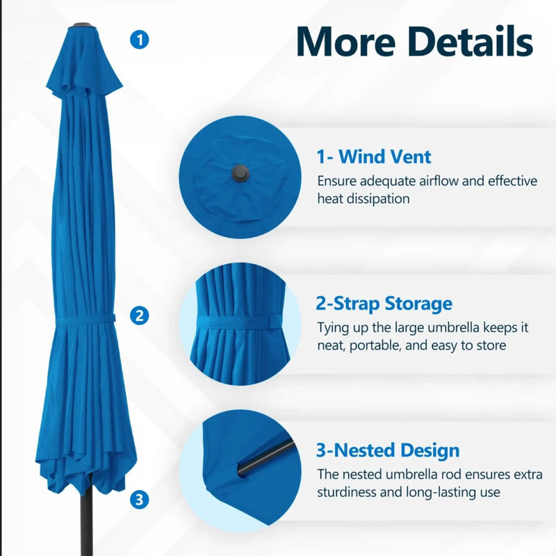 Patio Umbrella With Crank Lift And Tilt, UV-Resistant Canopy by HouseOfZazla