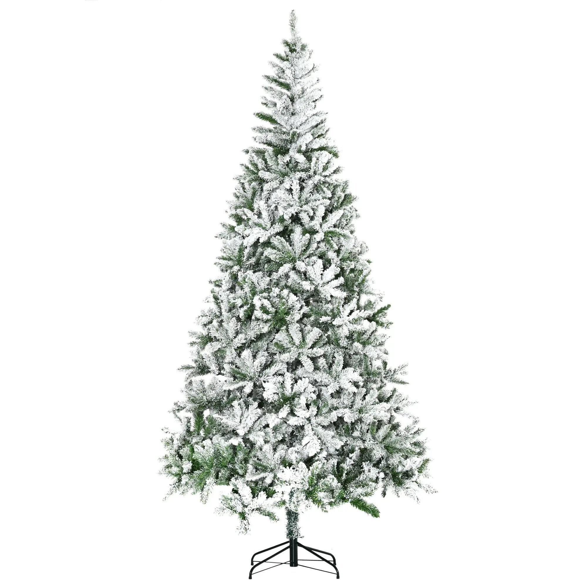 HOMCOM 9' Tall Unlit Snow Flocked Pine Artificial Christmas Tree by HouseOfZazla