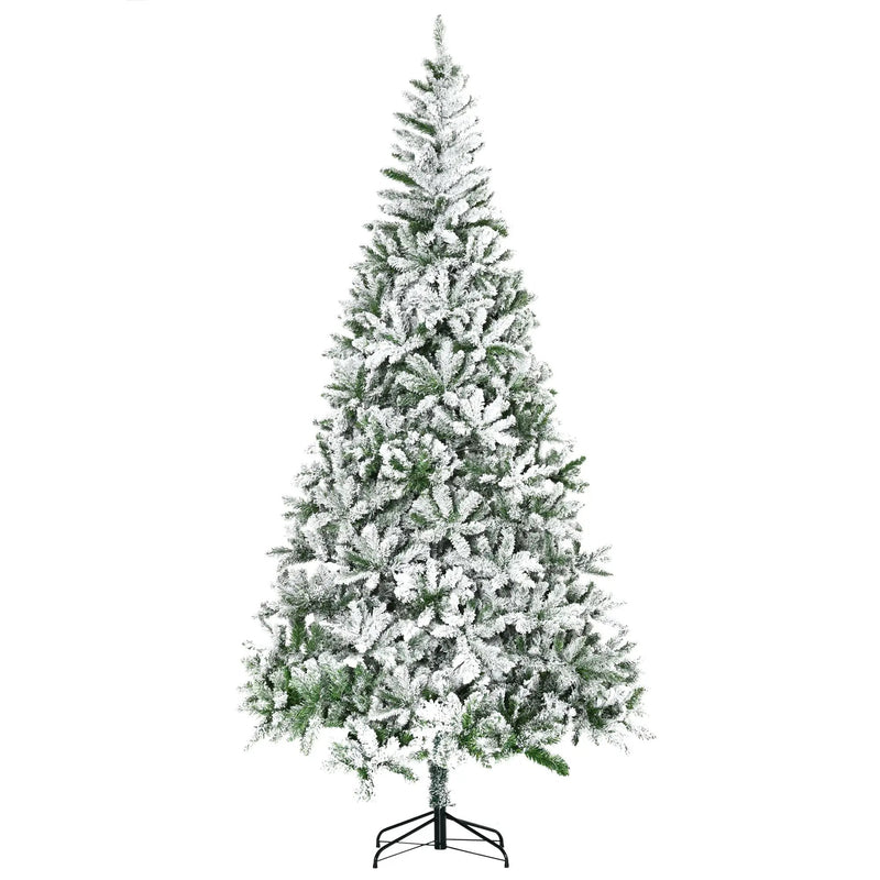 HOMCOM 9' Tall Unlit Snow Flocked Pine Artificial Christmas Tree by HouseOfZazla
