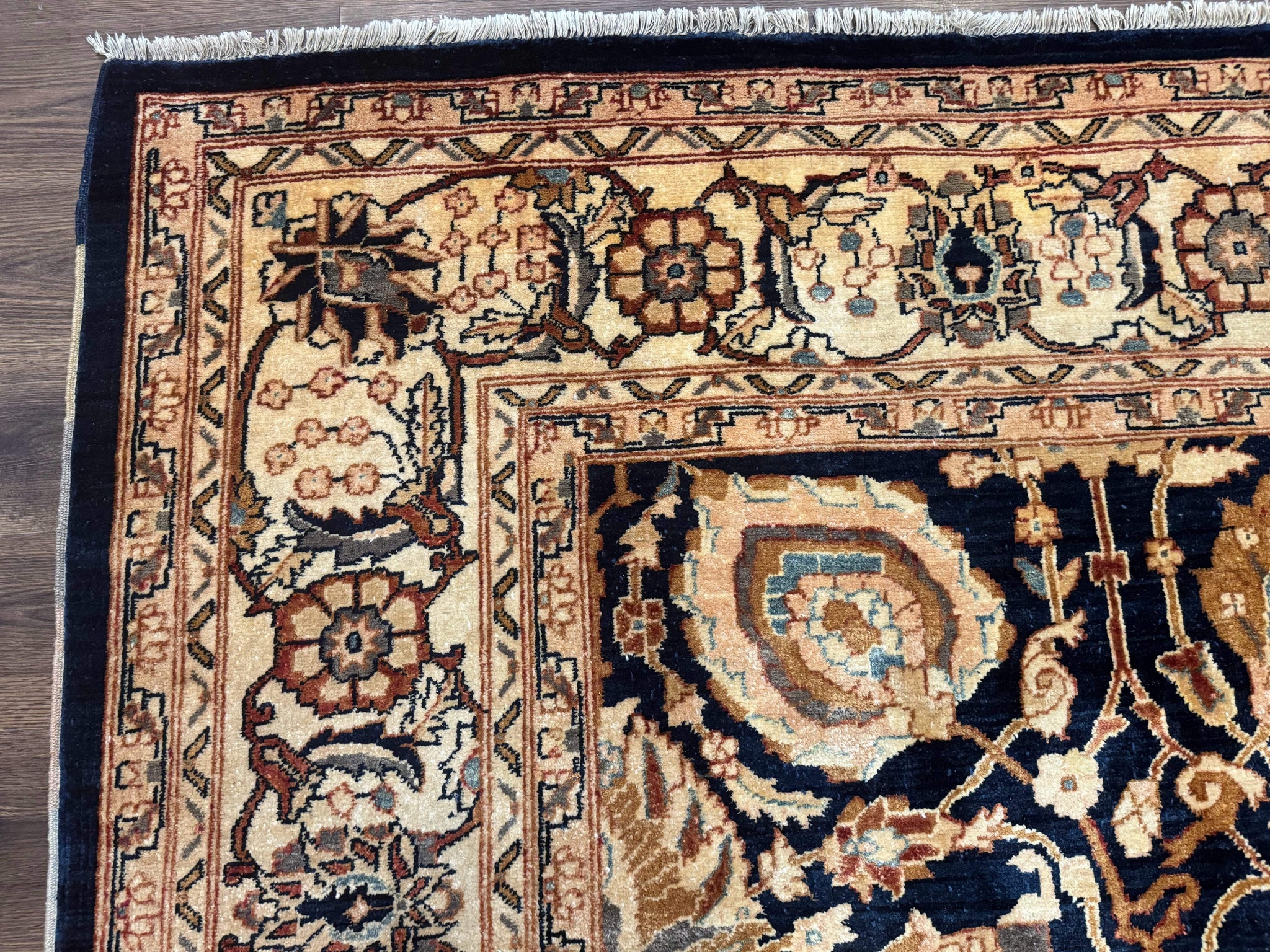 Pak Persian Bidjar Rug 10x13, Midnight Blue and Tan Pakistani Carpet by Jewel Rugs