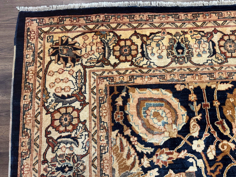 Pak Persian Bidjar Rug 10x13, Midnight Blue and Tan Pakistani Carpet by Jewel Rugs