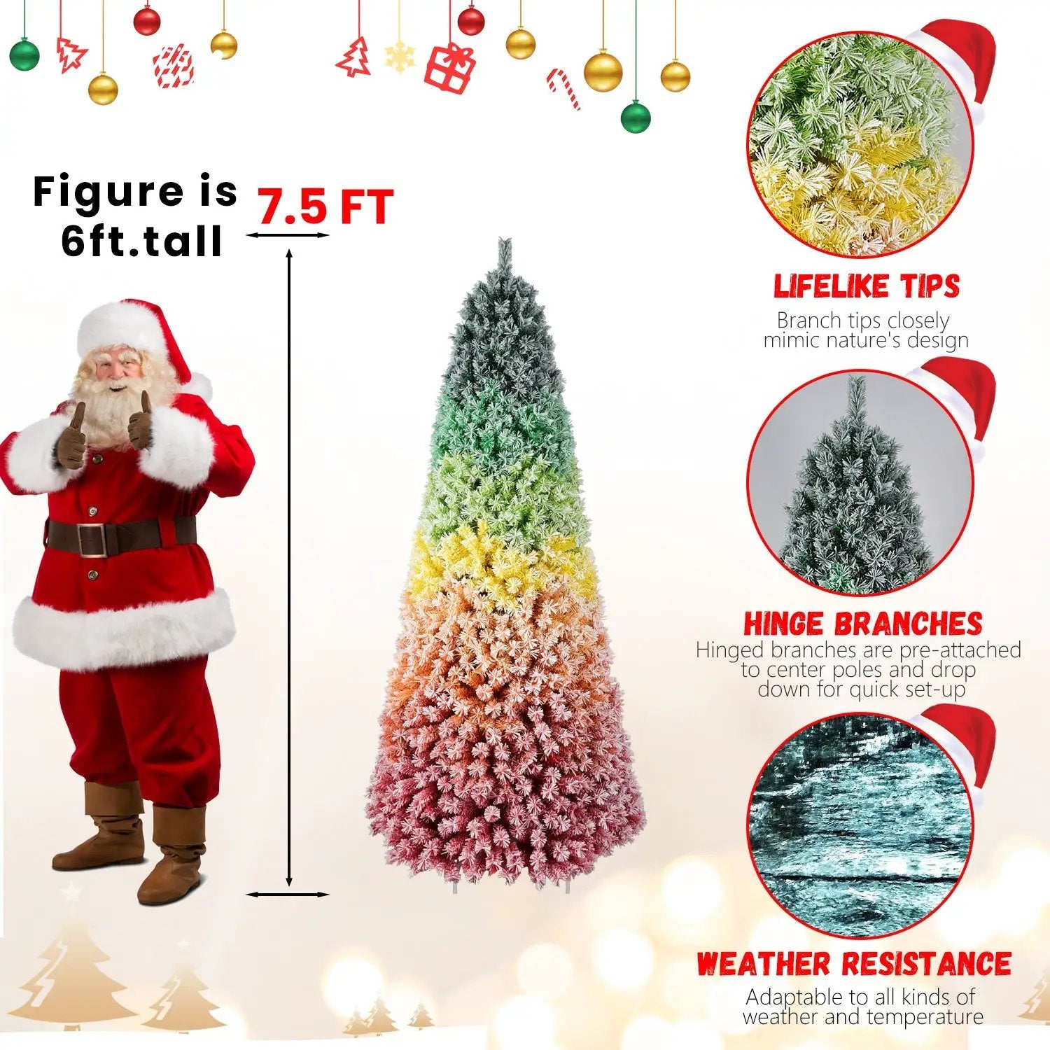 6ft Rainbow Gradient Flocked PVC Christmas Tree by HouseOfZazla