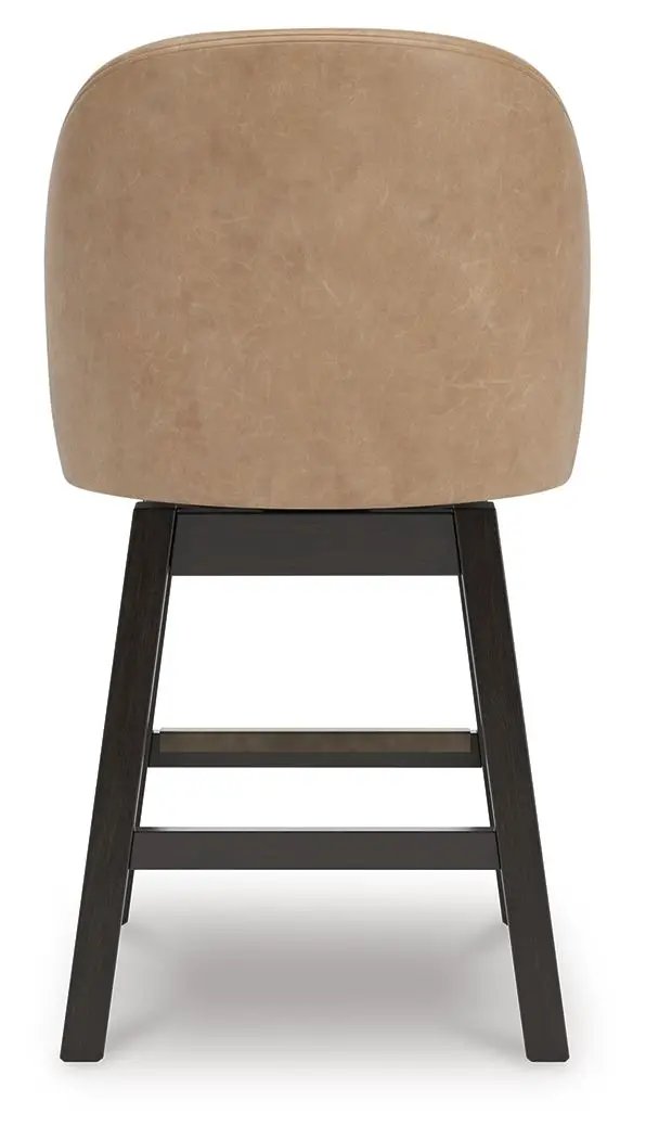 Neymorton - Upholstered Swivel Faux Leather Barstool (Set of 2) - Dark Grayish Brown by Unique Piece Furniture