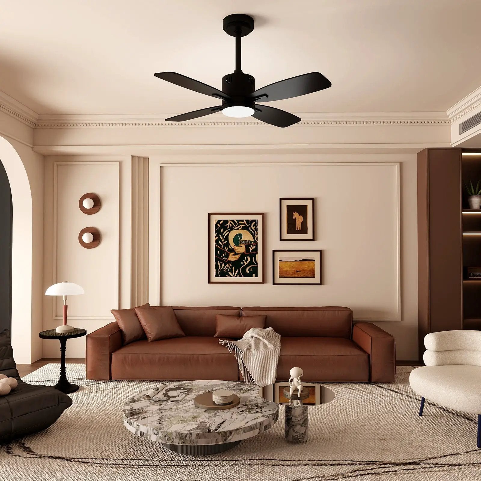 42inch Ceiling Fan with Light and Remote 3CCT LED with Memory 4H Timer 6 Speeds-Black by DirectDeals