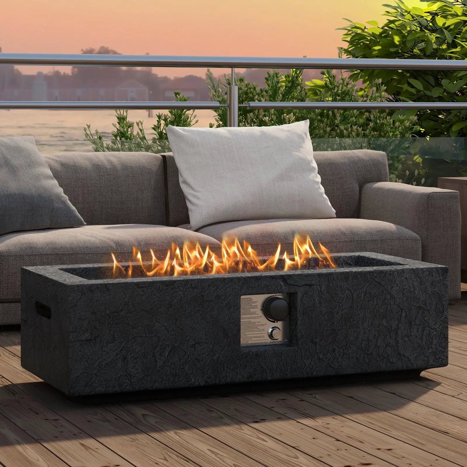 42.5 Inch 50000 BTU Fire Pit Table Set with Stainless Steel Burner by DirectDeals