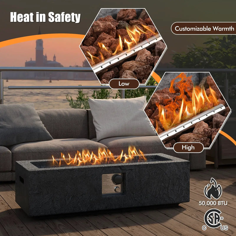 42.5 Inch 50000 BTU Fire Pit Table Set with Stainless Steel Burner by DirectDeals