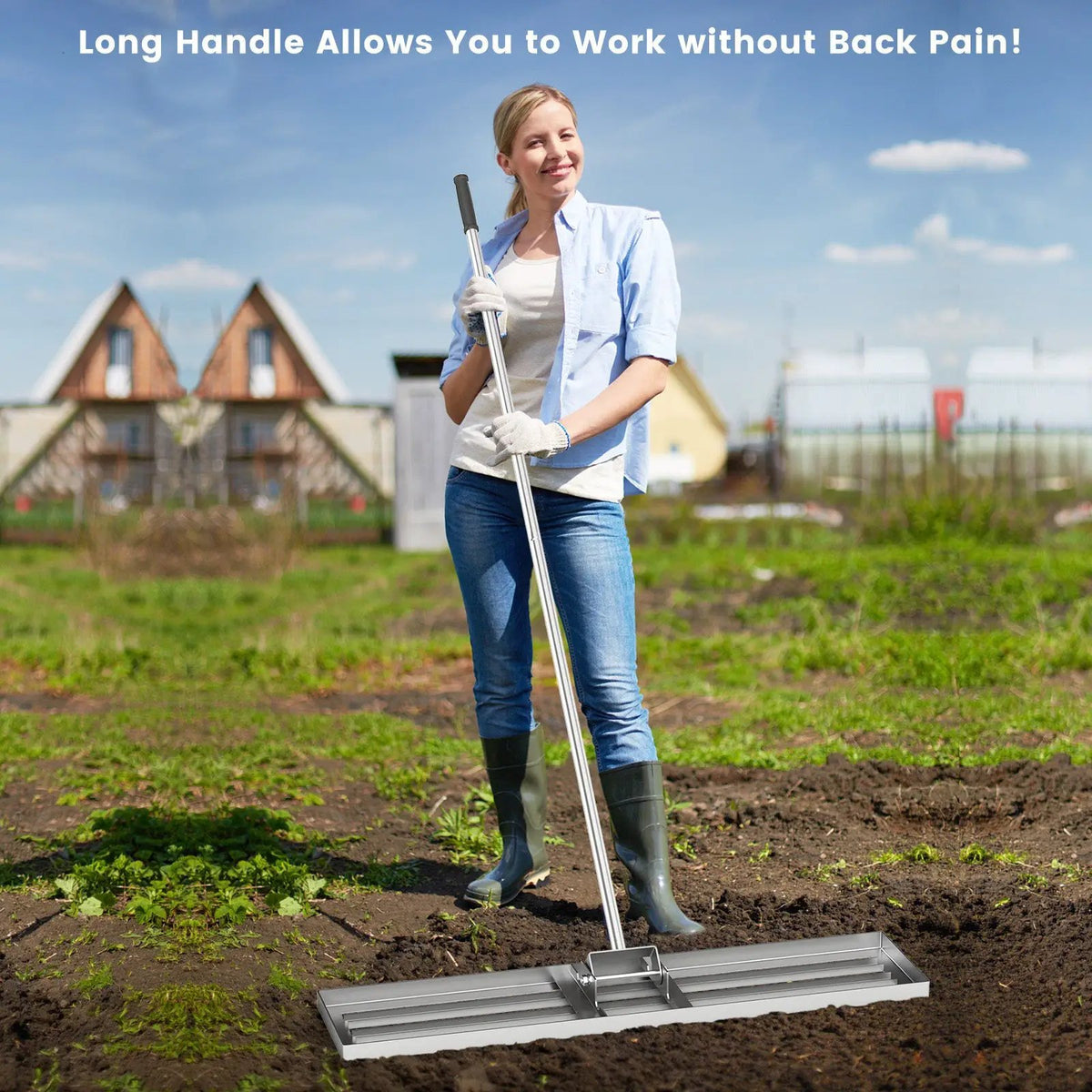 42 x 10 Inch Lawn Leveling Rake with Ergonomic Handle by DirectDeals