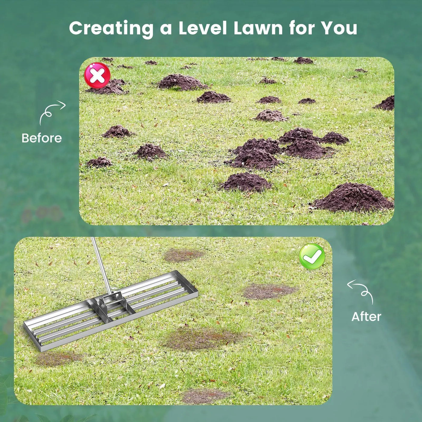 42 x 10 Inch Lawn Leveling Rake with Ergonomic Handle by DirectDeals