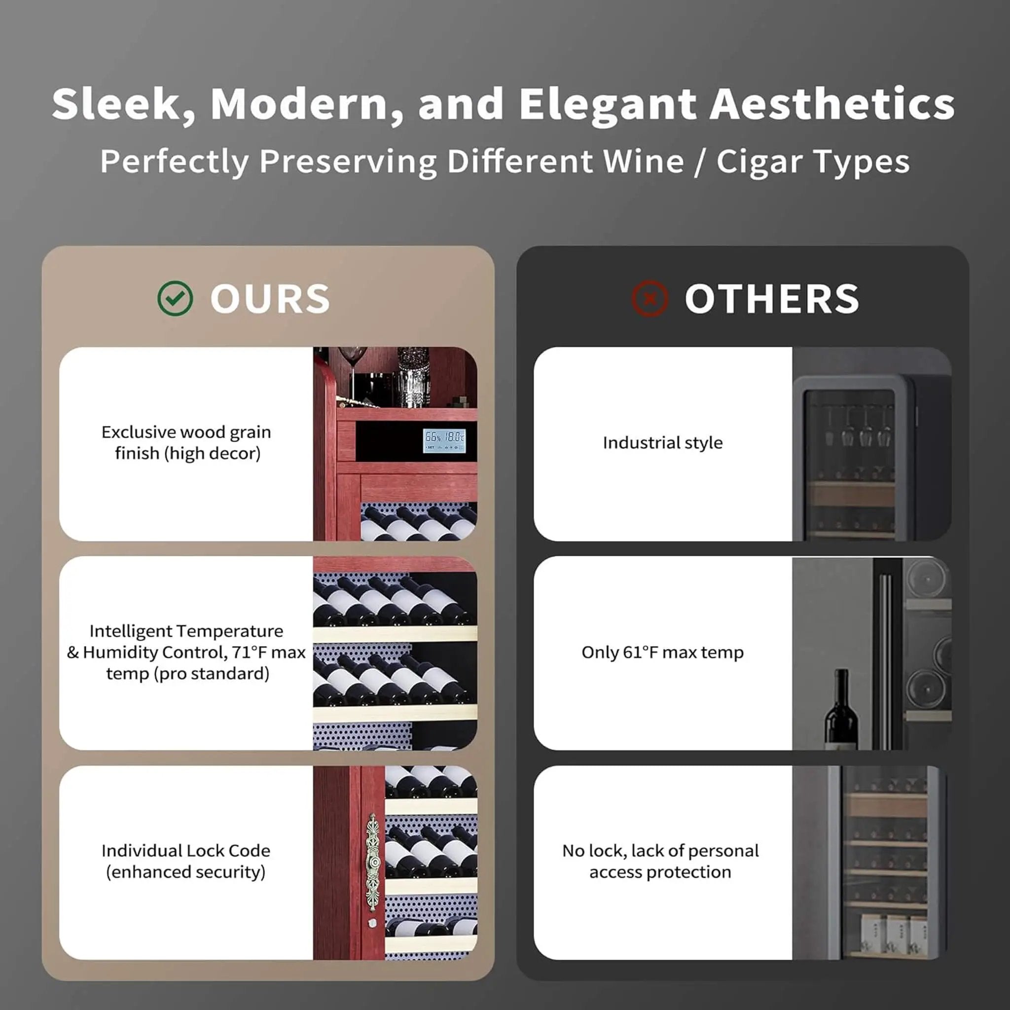 Nuvia Luxury 43-Bottle Freestanding Low Noise Wine Cooler Cabinet (SAK56084) by SAKSBY WHOLESALE