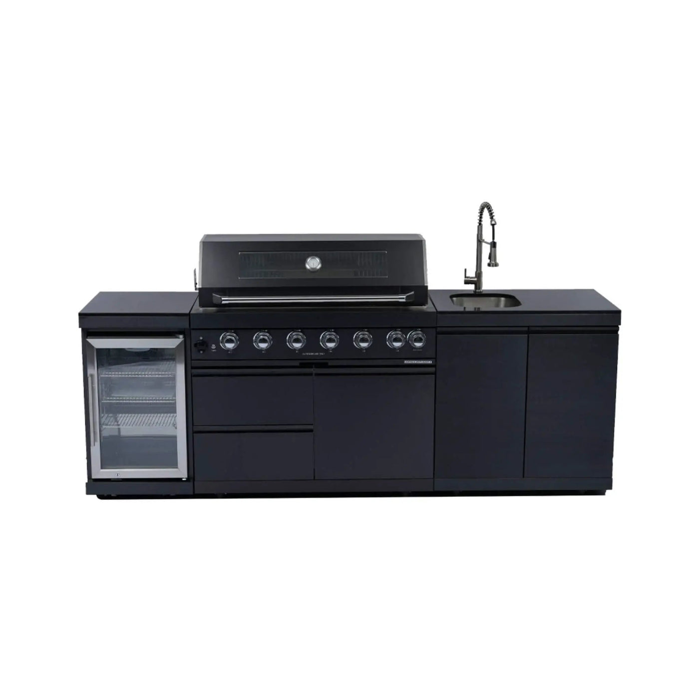 Castelle Flame Belmont 43-Inch 6-Burner 85K BTU Stainless Steel Outdoor BBQ Kitchen Grill Island With Wine Cooler, Rotisserie, And Sink (SAK19476) by SAKSBY WHOLESALE