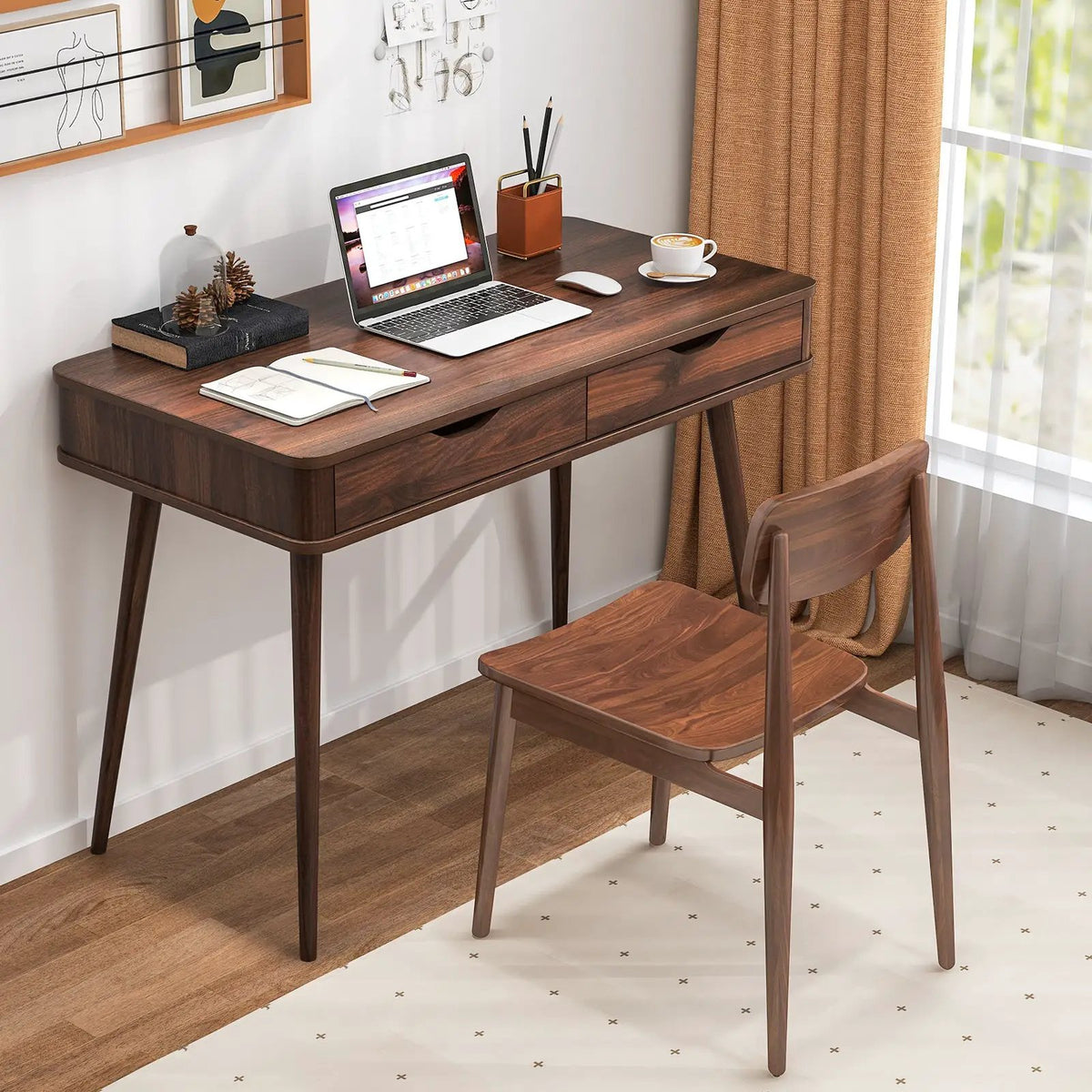 43.5 Inch Computer Desk with 2 Drawers for Small Spaces by DirectDeals