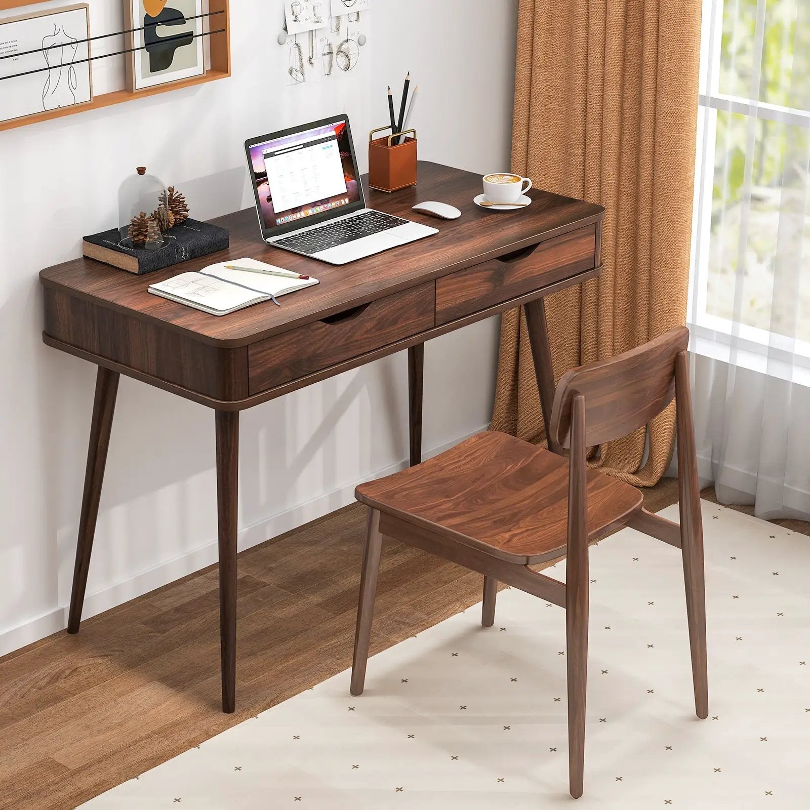 43.5 Inch Computer Desk with 2 Drawers for Small Spaces by DirectDeals