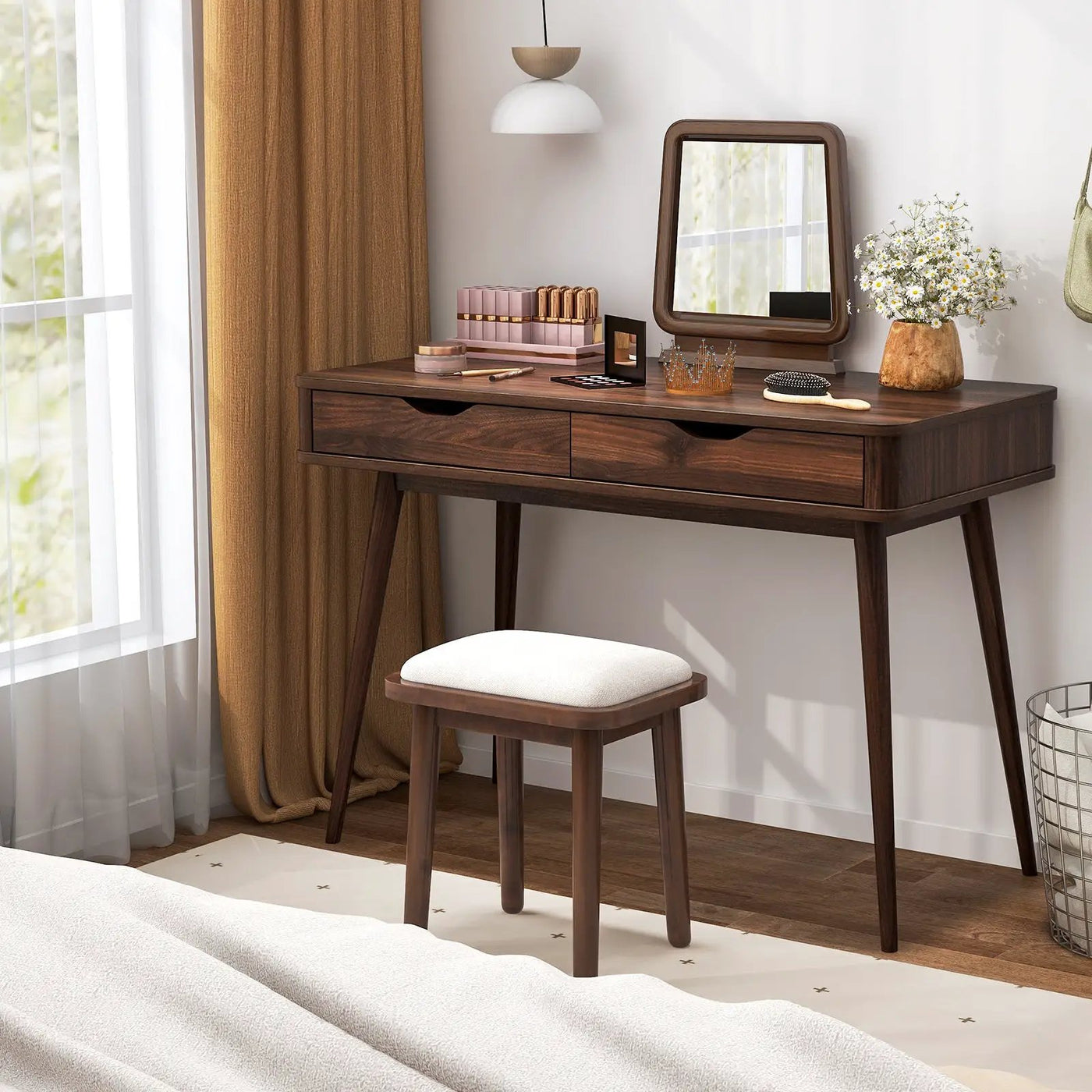 43.5 Inch Computer Desk with 2 Drawers for Small Spaces by DirectDeals