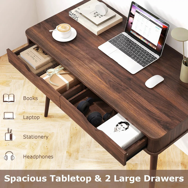 43.5 Inch Computer Desk with 2 Drawers for Small Spaces by DirectDeals