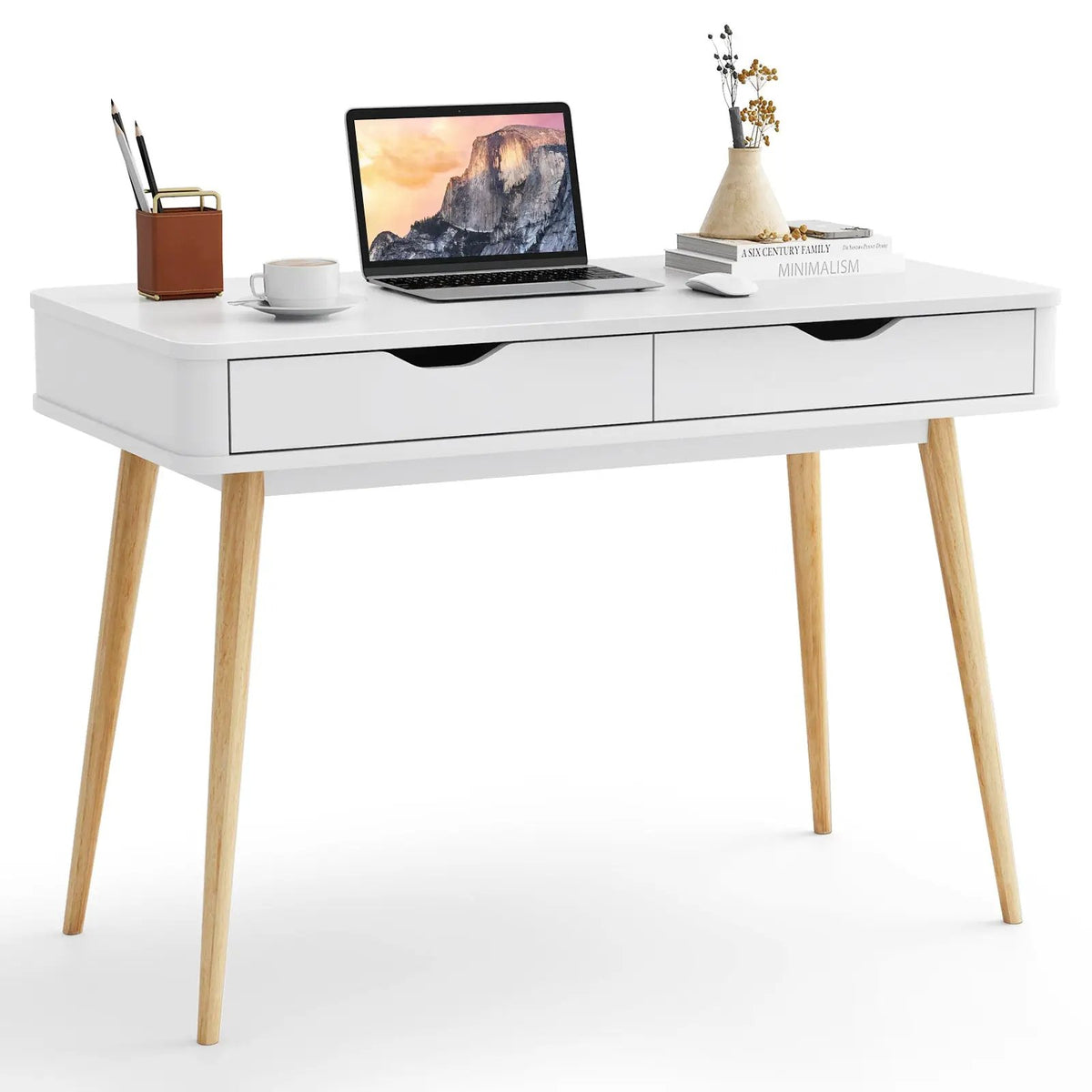43.5 Inch Computer Desk with 2 Drawers for Small Spaces by DirectDeals
