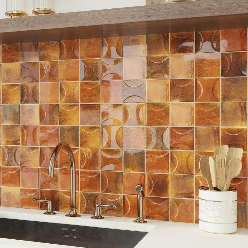 Red 4x4 Glossy Ceramic Square Deco Tile (60 pack, 6.48 sq ft/case) by Apollo Tile