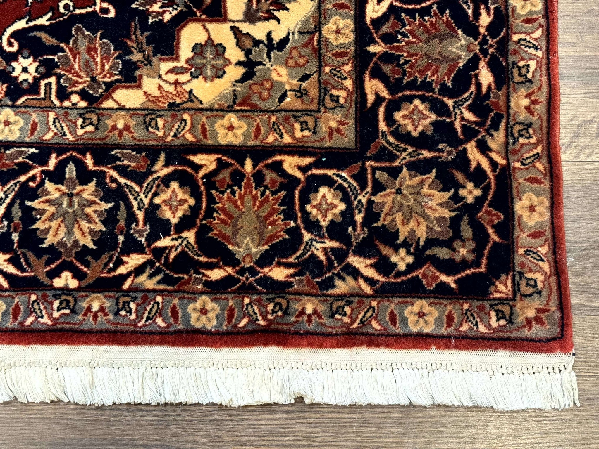 Sino Persian Rug 4x6, Traditional Wool Hand Knotted Carpet, Red Navy Blue, 225 KPSI by Jewel Rugs