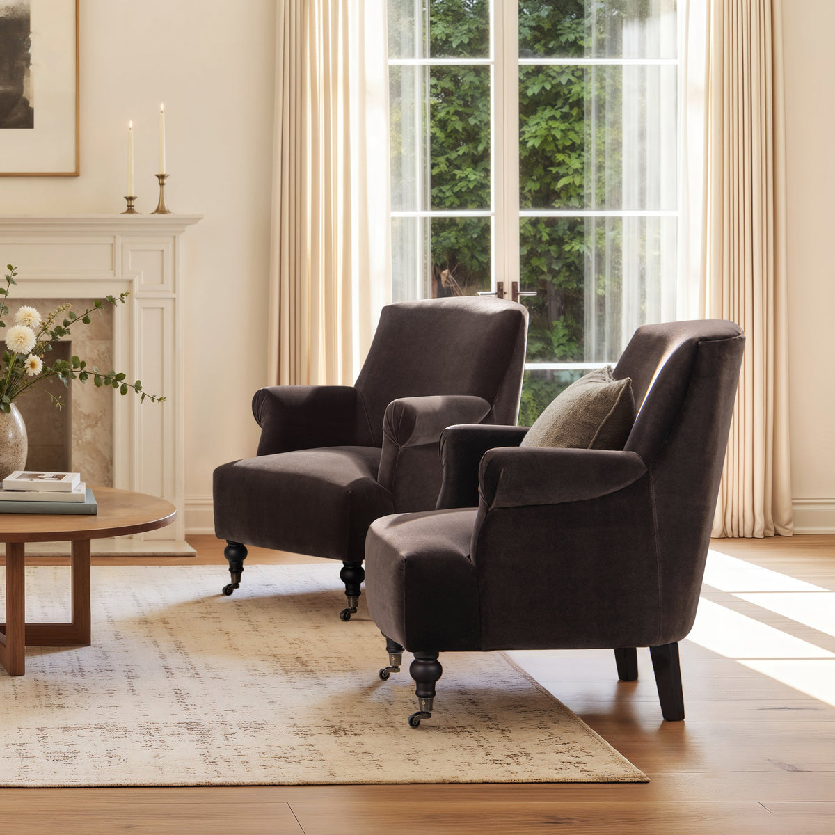 Eloise 30" Pleated Sock Arm Accent Armchair with Turned Wood Legs - Deep, photo 3 of 10