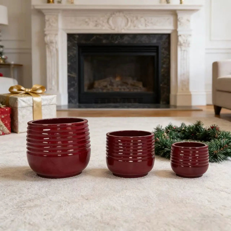 Handmade Glazed Ceramic Planter Set of 3 by HouseOfZazla