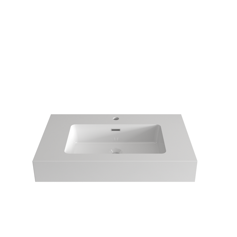 Glossy White Integrated Solid Surface Basin by HouseOfZazla