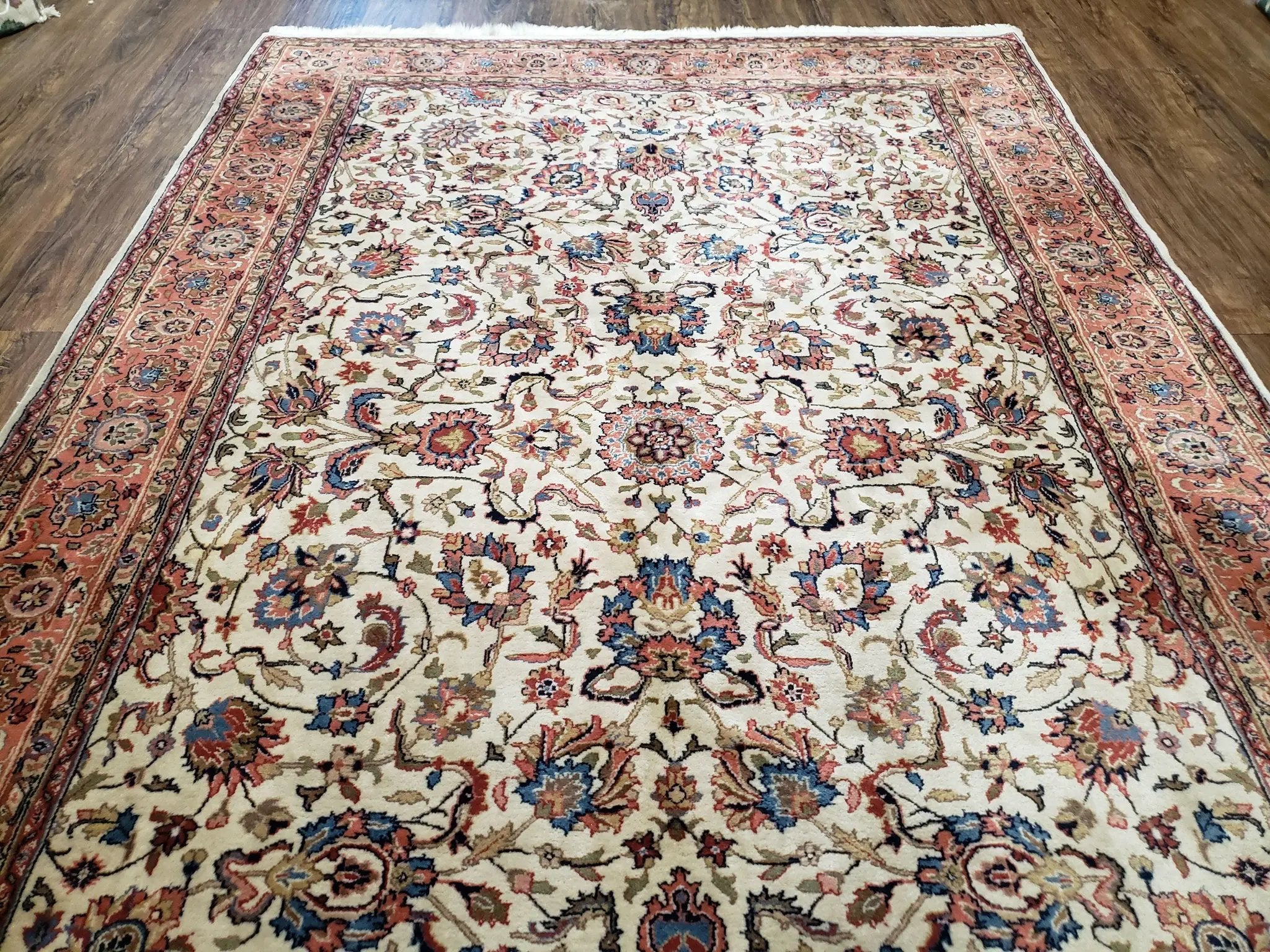 6x9 Top Quality Handmade Wool Area Rug Floral Allover Carpet Veg Dyes Beige by Jewel Rugs