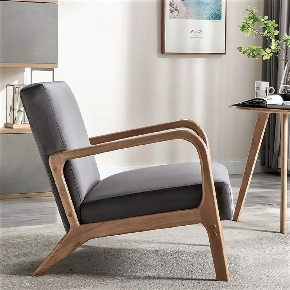 Classic Mid-Century Modern Accent Chairs, Open Framed Armchair With Cushioning by HouseOfZazla