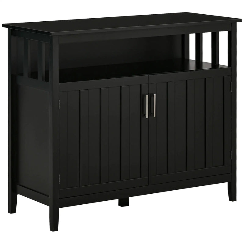 Homcom - Sideboard Buffet Cabinet, Kitchen Cabinet, Coffee Bar Cabinet With 2 Doors And Adjustable Shelves For Entryway Living Room - Black by Unique Piece Furniture