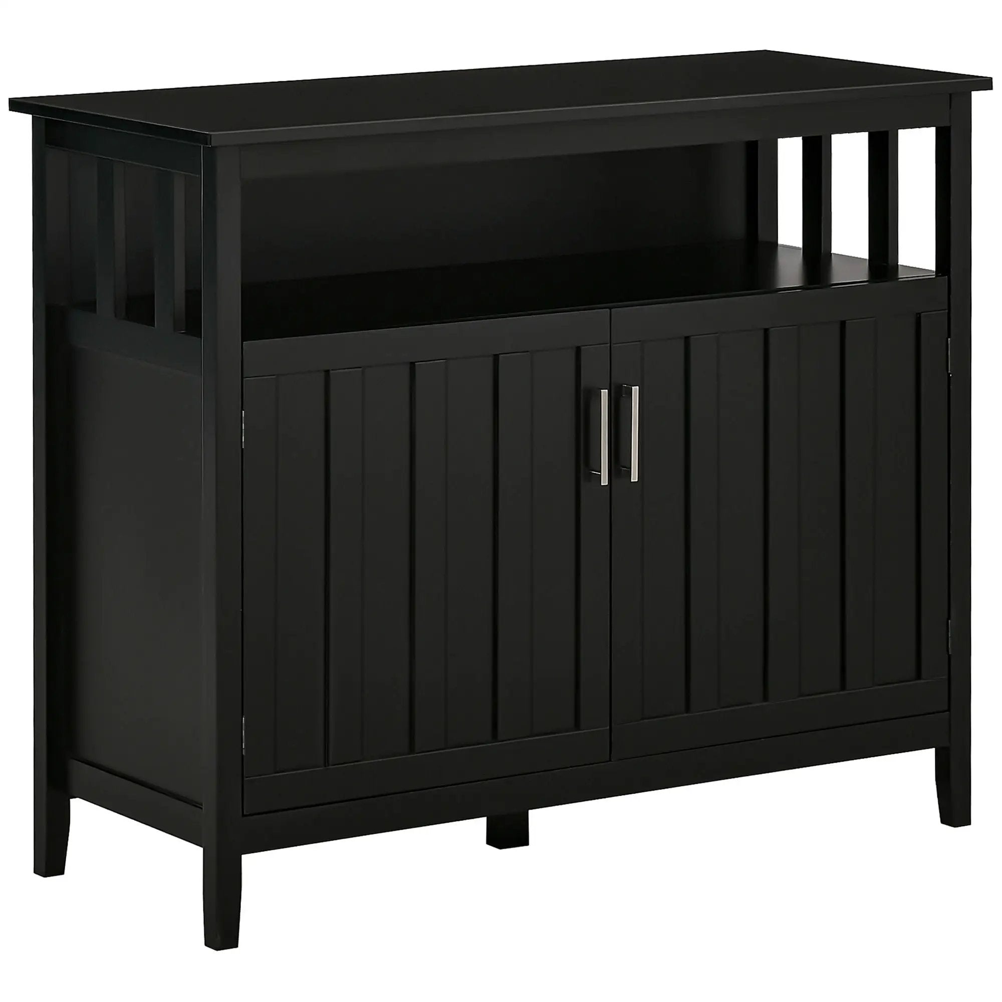 Homcom - Sideboard Buffet Cabinet, Kitchen Cabinet, Coffee Bar Cabinet With 2 Doors And Adjustable Shelves For Entryway Living Room - Black by HouseOfZazla