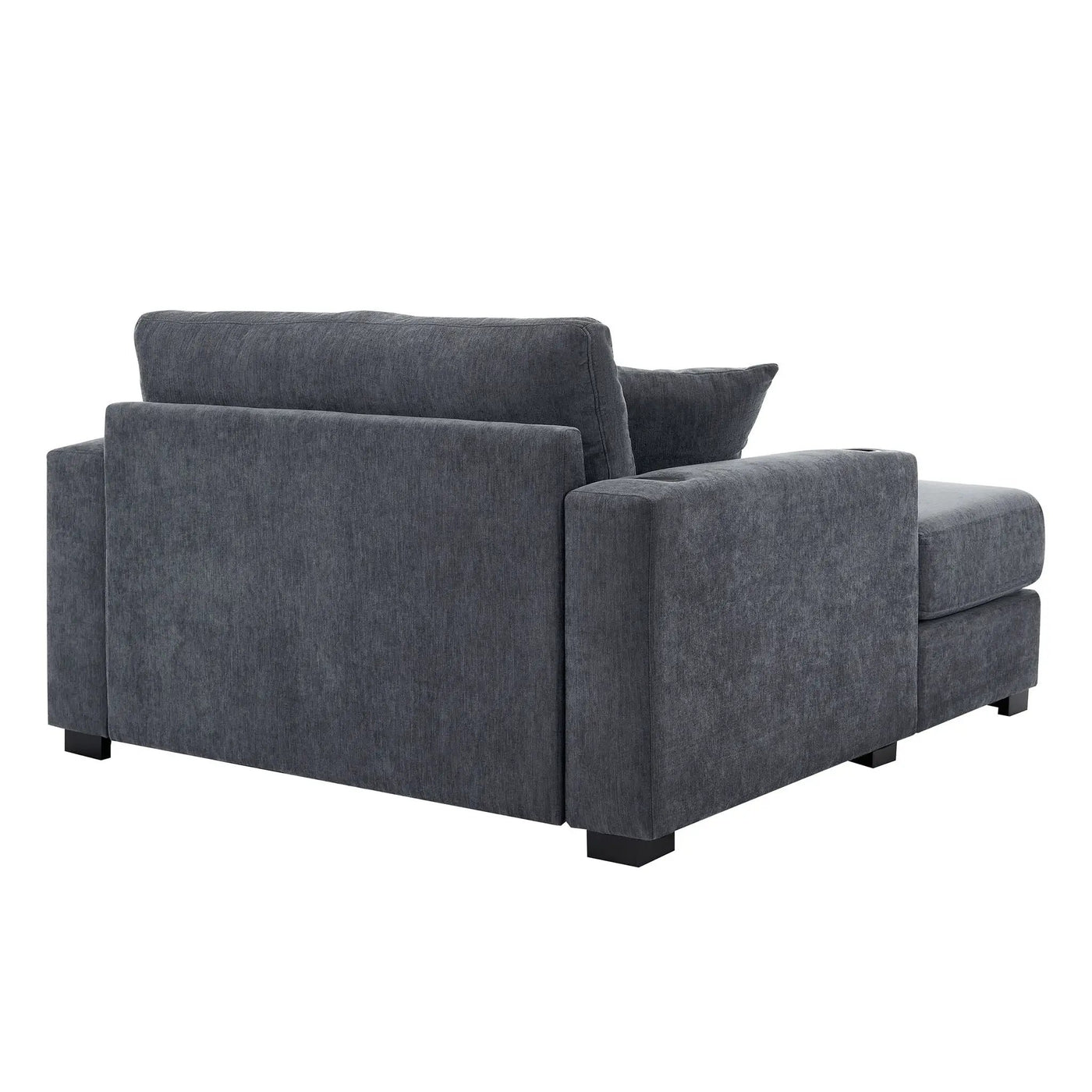 Oversized Chaise Lounger Modern Style Sofa Couch With Pillows, Charge Station & Cup Holders by HouseOfZazla