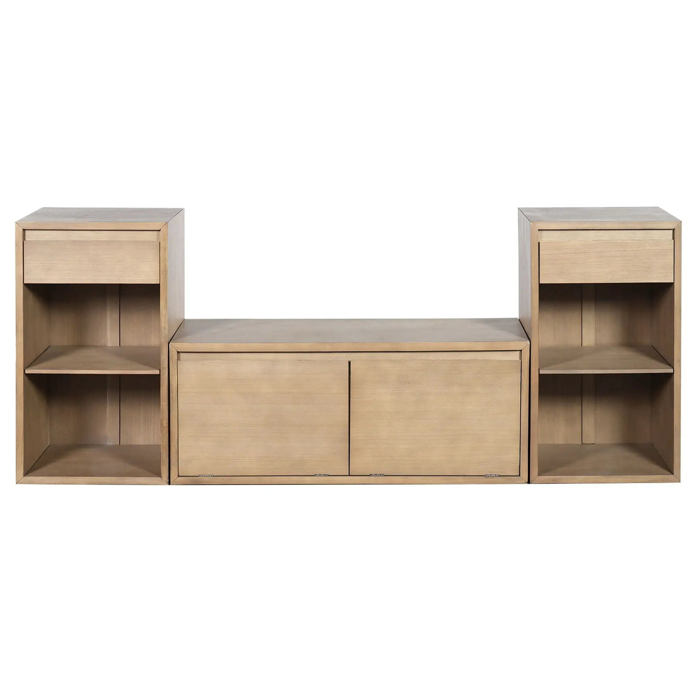 Entryway Storage Bench With Cushion, Drawers & Open Shelves by HouseOfZazla