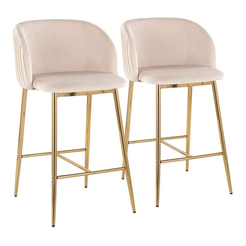 Fran - Pleated Contemporary / Glam Fixed Height Counter Stool (Set of 2) by HouseOfZazla