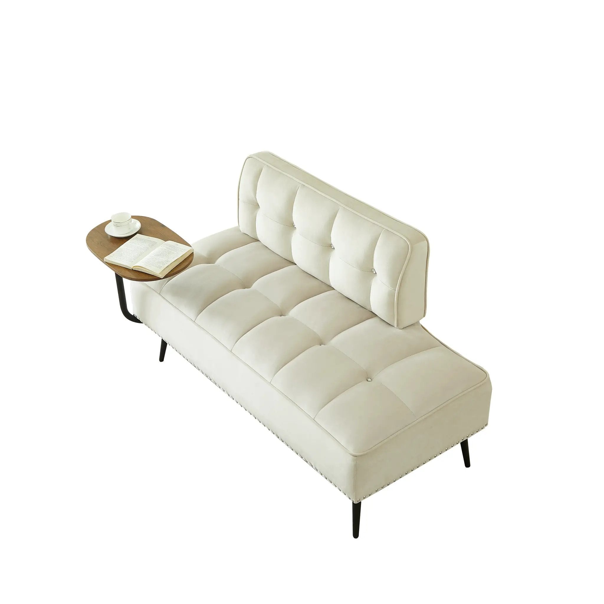 54-Inch Modern Two-Seater Velvet Sofa with Rotating Side Table by HouseOfZazla