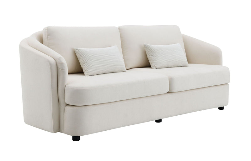 Mariko - Linen Sofa With 2 Toss Pillows - Beige by HouseOfZazla