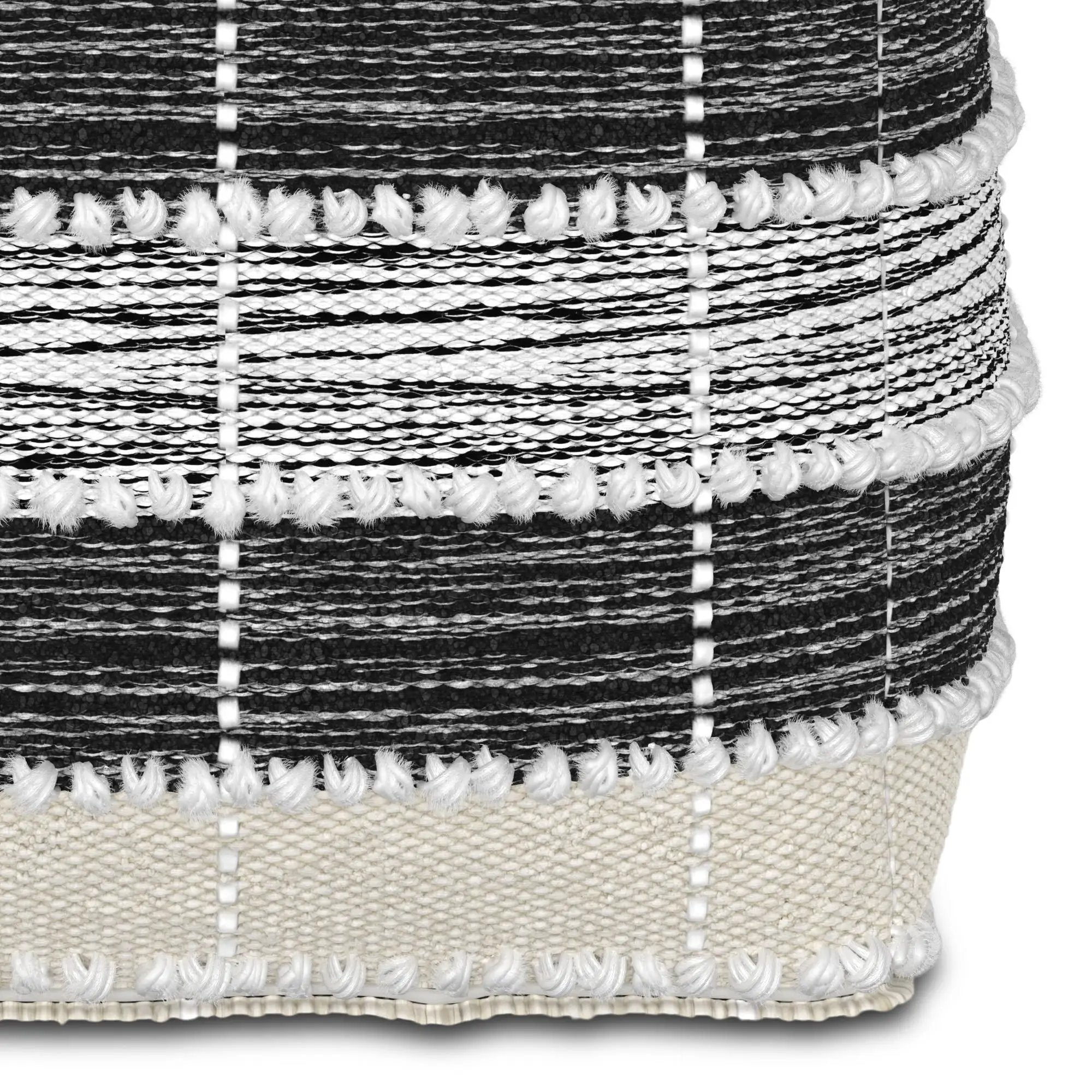 Barley - Square Pouf - White / Beige / Black by HouseOfZazla