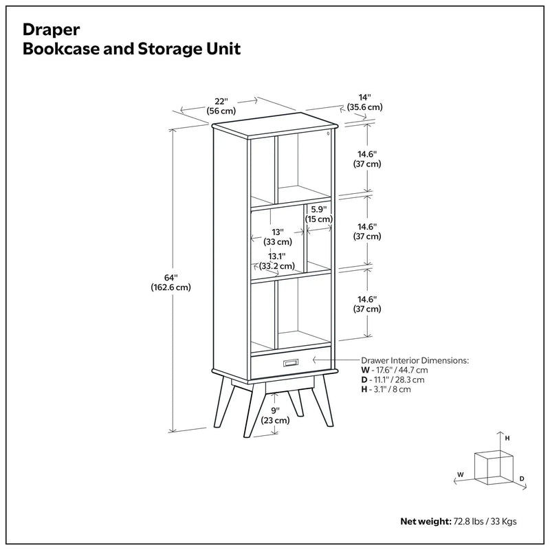Draper - Mid Century Wide Bookcase And Storage Unit by Unique Piece Furniture