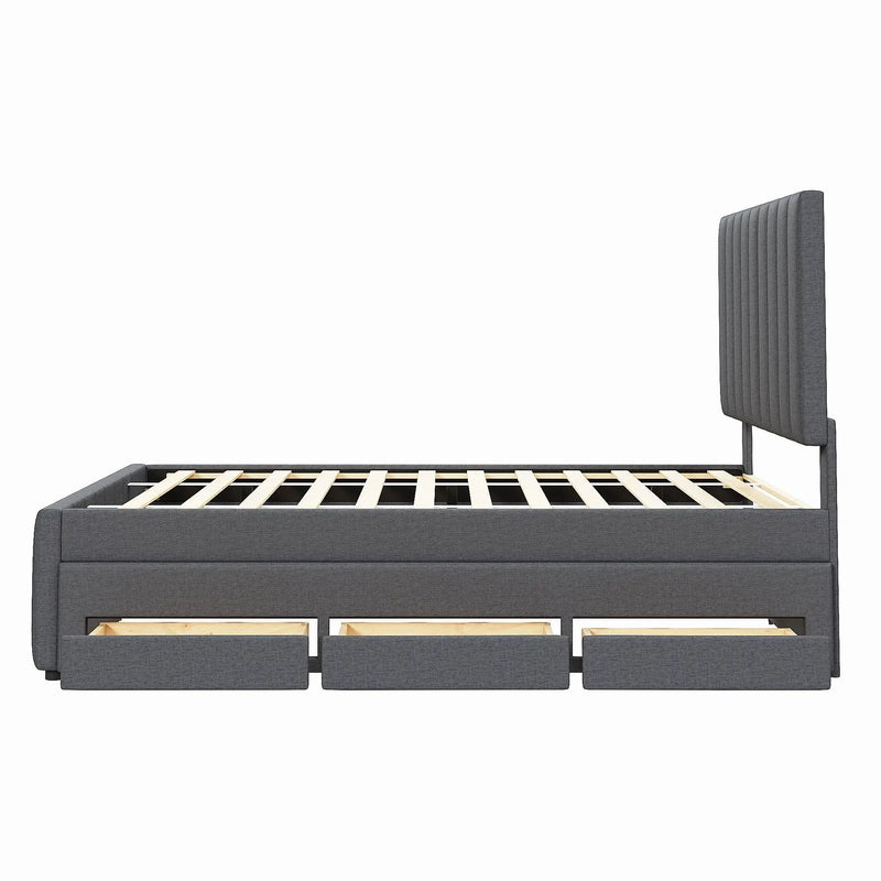 Upholstered Platform Bed With Twin Size Trundle And 3 Drawers by Unique Piece Furniture